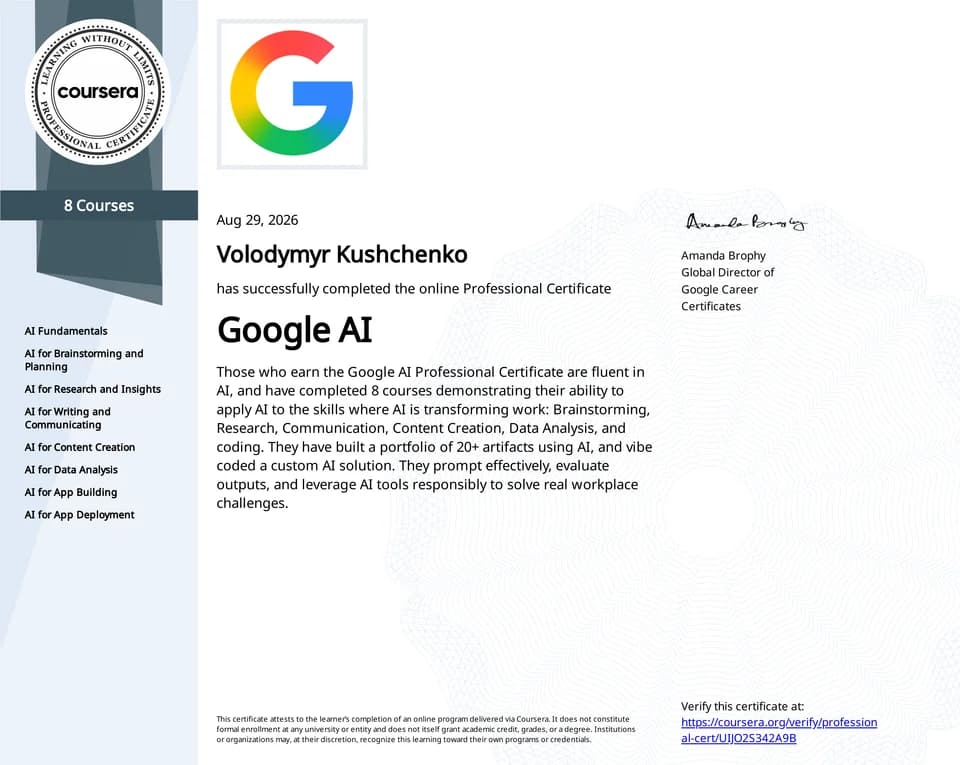 Google AI Professional Certificate